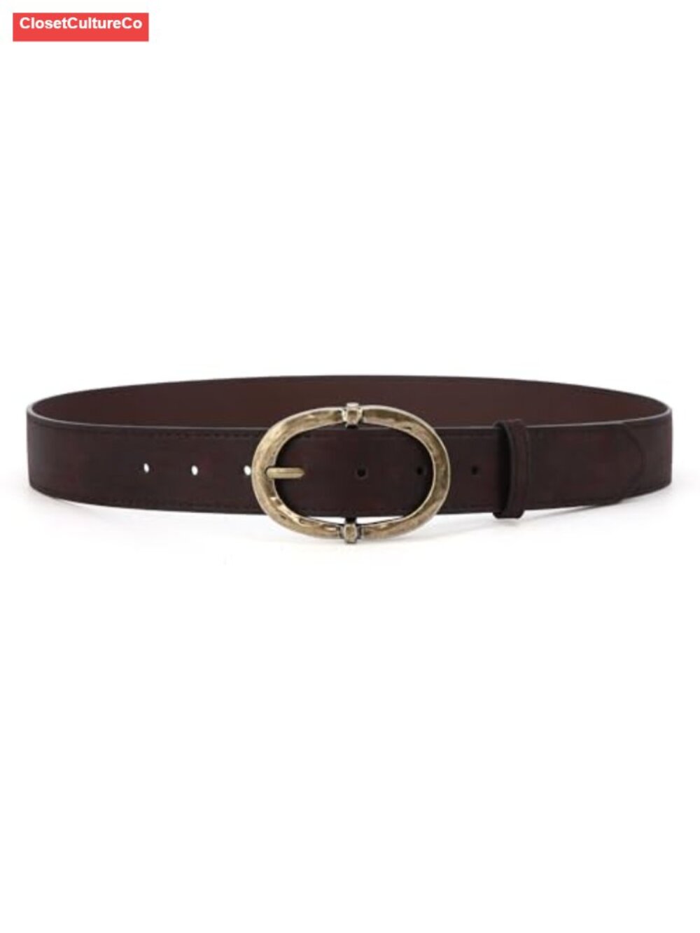 Faux Leather Western Cowgirl Belt Vintage Gold-Tone Buckle